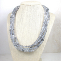 Five-Strand Gray Quartz Necklace with Sterling Silver Filigree Clasp