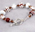 Chocolate Brown and White Lampwork Bracelet