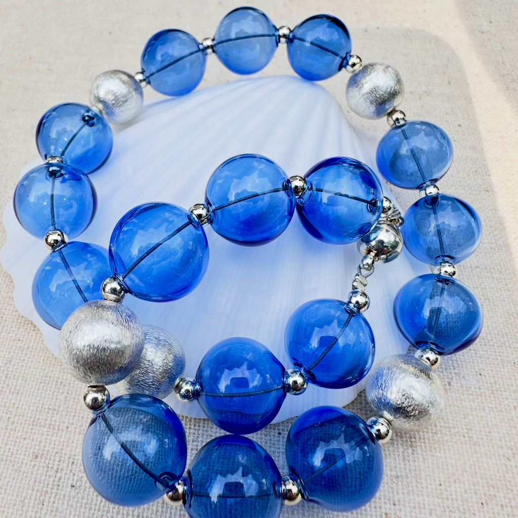 Cobalt Blue Blown Glass Necklace