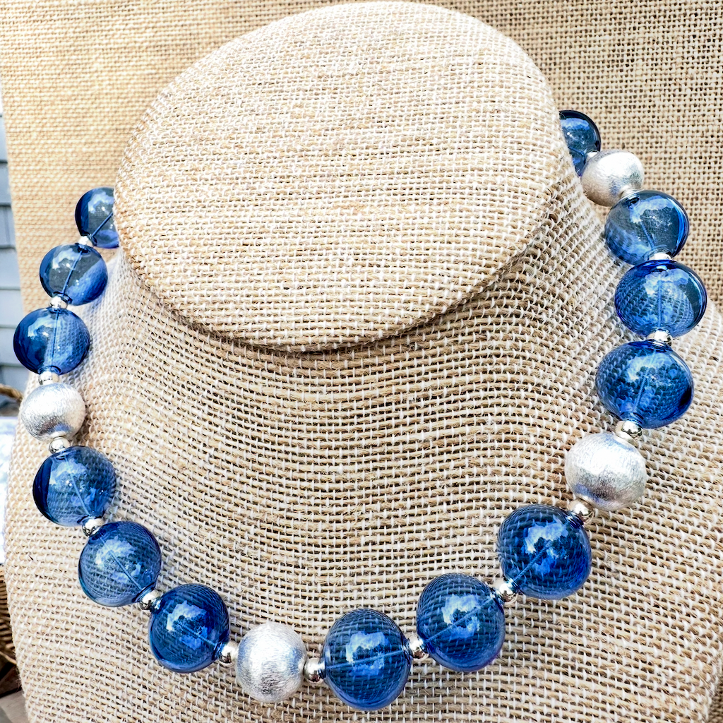 Cobalt Blue Blown Glass Necklace
